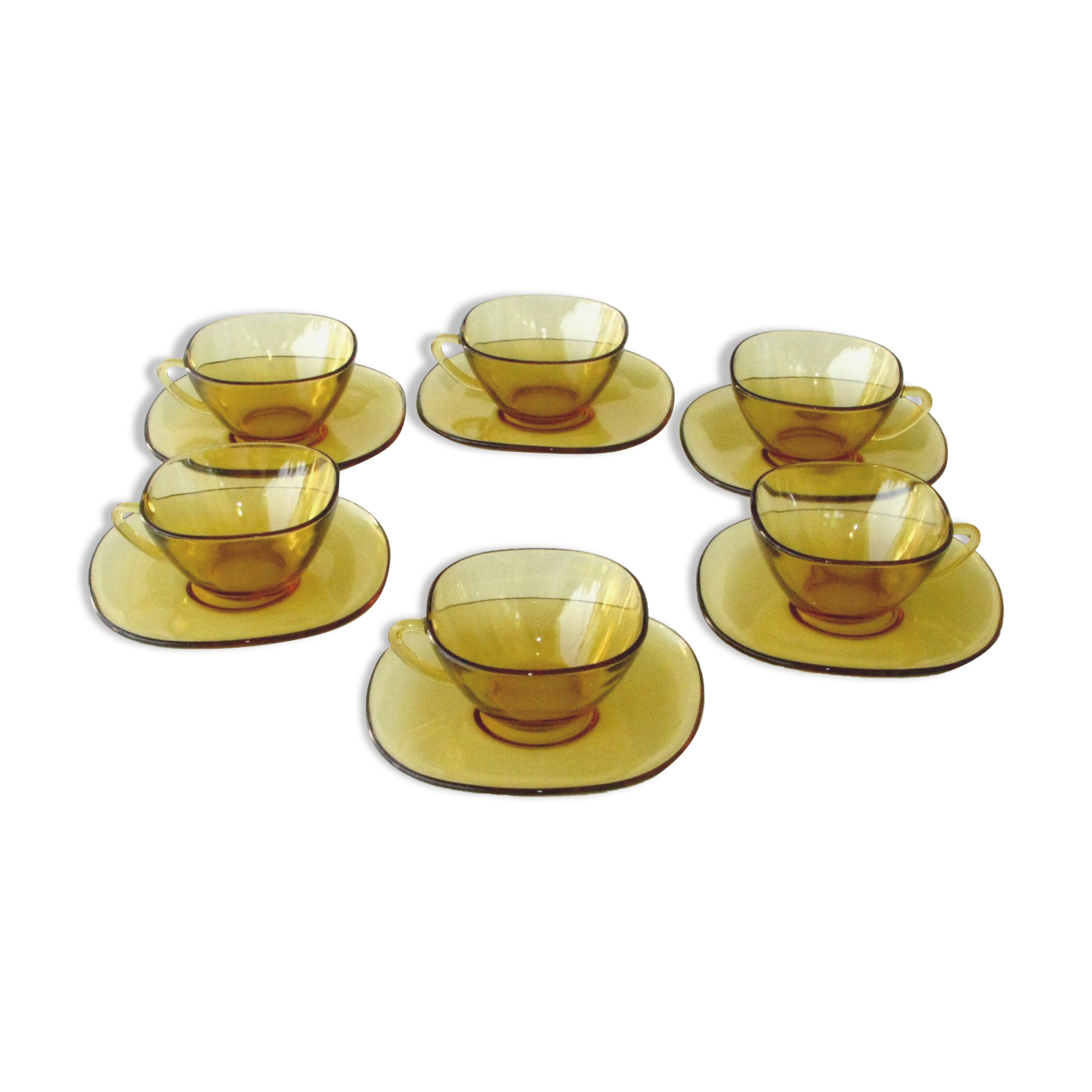 Coffee set vereco vintage amber color - 6 cups and under cups