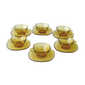 Coffee set vereco vintage amber color - 6 cups and under cups