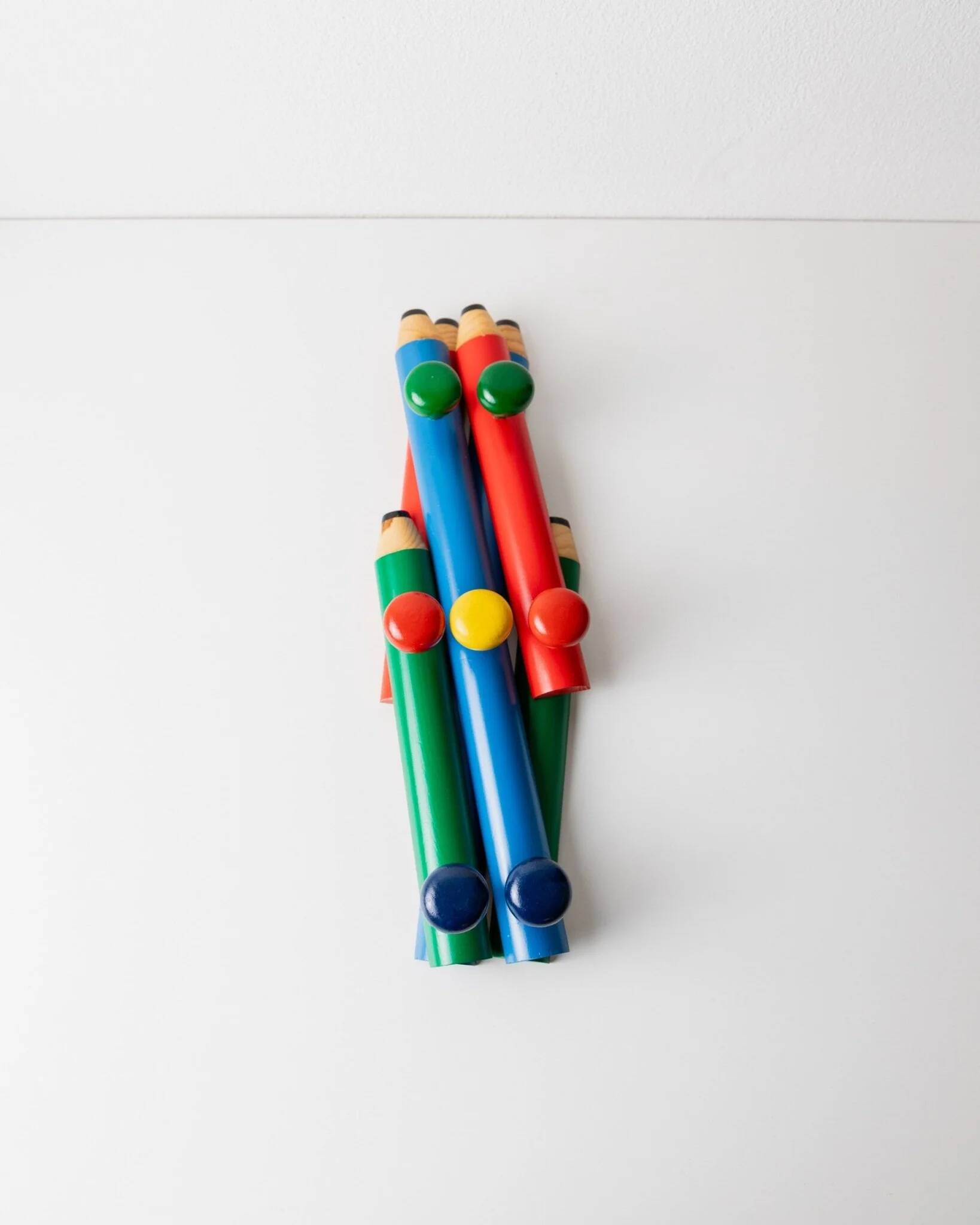 Vintage Pierre Sala Wardrobe: Painted Wood, Memphis Pencil Rack, Extendable, Blue/Red/Green, Seven Knobs
