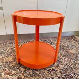 Round orange plastic side table 1970