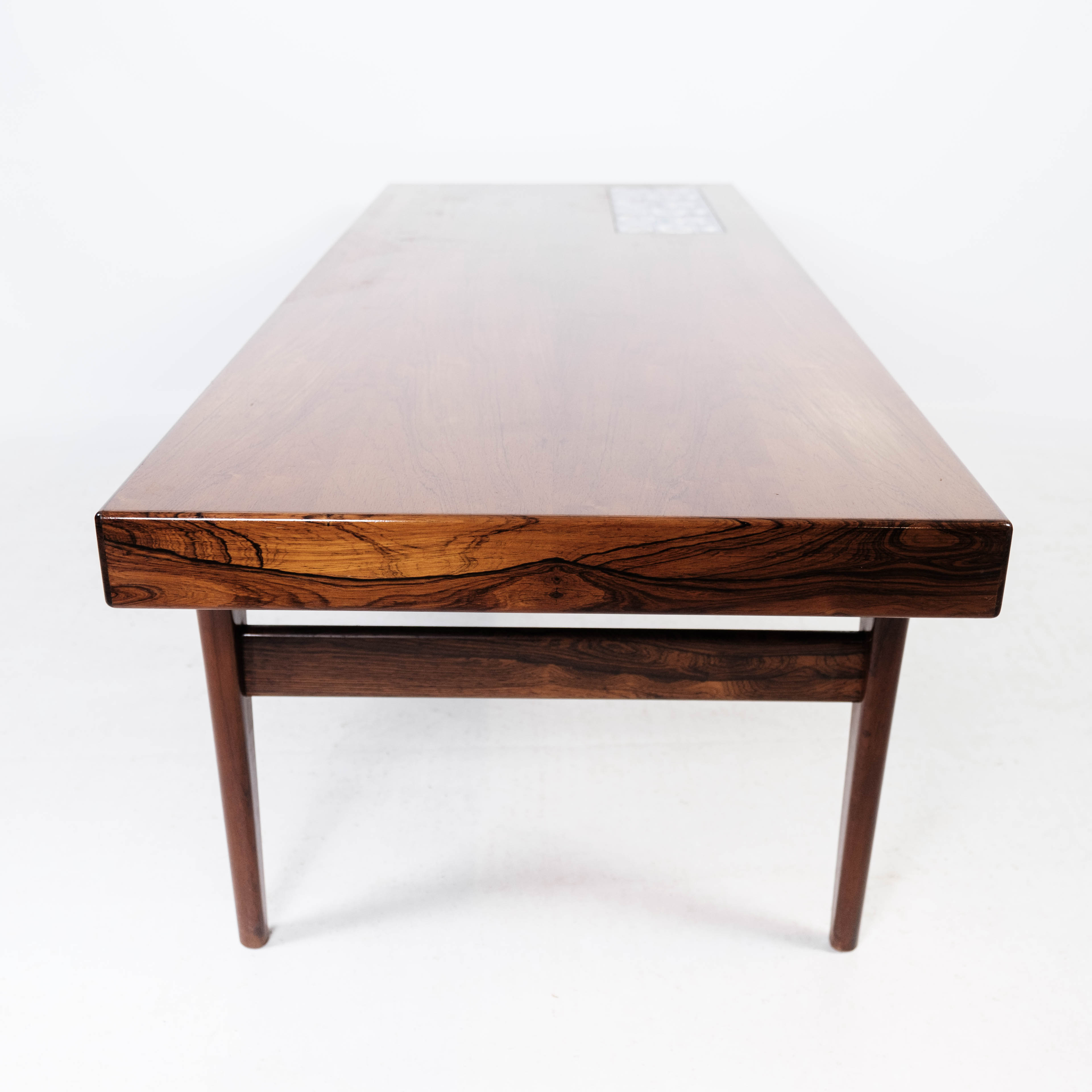 Coffee table in rosewood with blue tiles designed by Johannes Andersen, 1960s