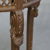 Antique French side table with a gold-coloured wooden frame and marble top