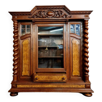 Renaissance bookcase in walnut and magnifying glass circa 1880