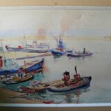 Marine watercolor signed lurckzynski