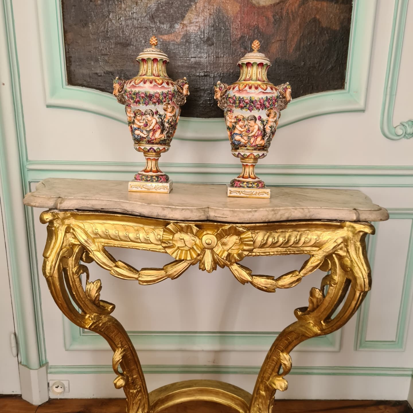 Pair of Capodimonte vases, second half of the 19th century