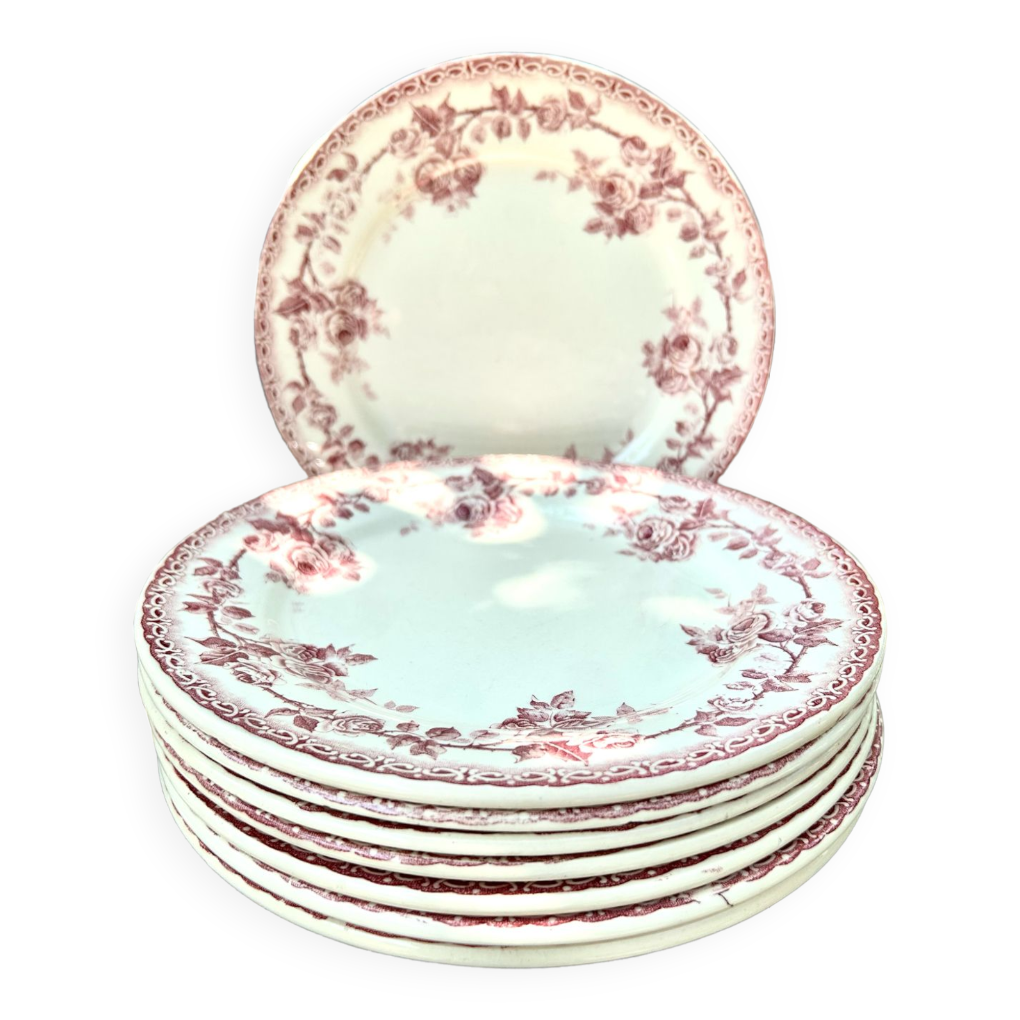 8 flat plates Terre de Fer H.Boulenger