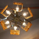 Lustre en laiton design du milieu du siècle, Hongrie des années 1970