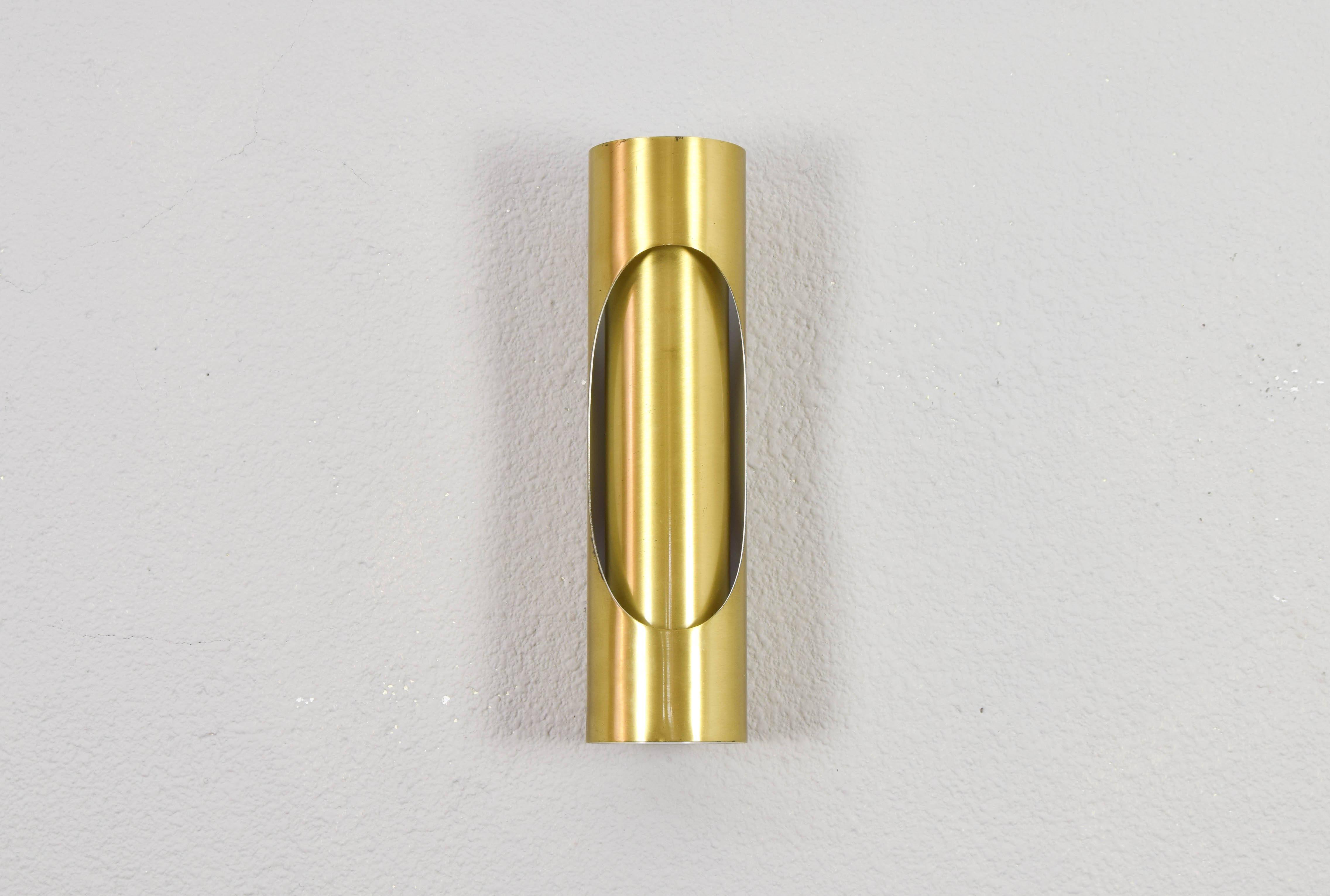 Mid Century Modern Space Age Brass Sconce by Marca SL Spain, 70s