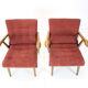 1960s pair of oak armchairs, czechoslovakia