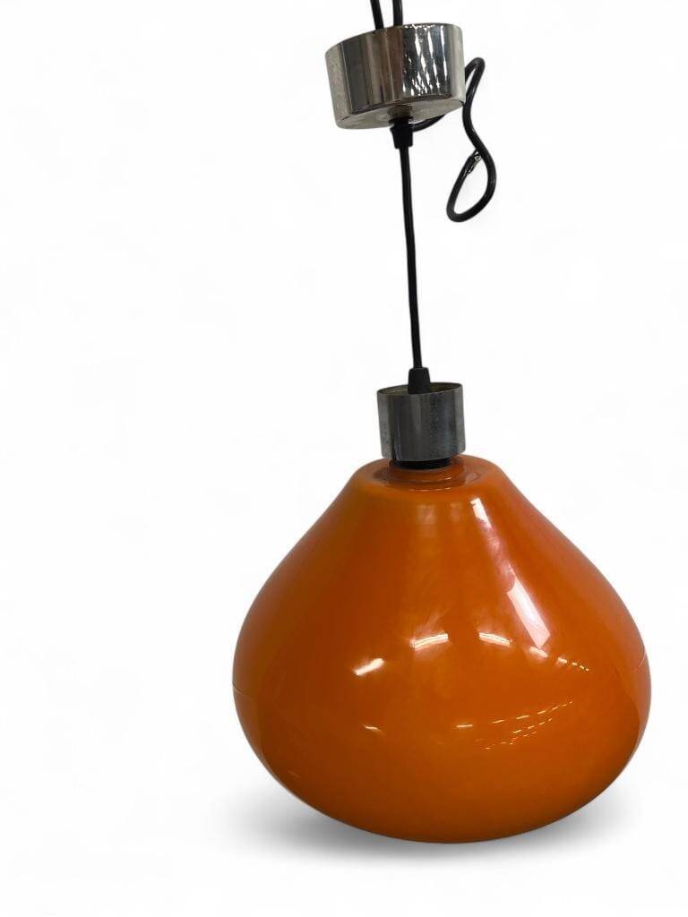 Vintage orange glass pendant light / space age chandelier