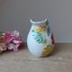 Old small jug, handmade ceramic milk pot with hand-painted floral decoration in the Vallauris style.