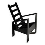 Black Lacquered Oak Modernist Armchair, 1960