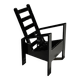 Black Lacquered Oak Modernist Armchair, 1960