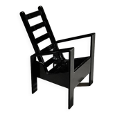 Black Lacquered Oak Modernist Armchair, 1960