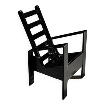 Black Lacquered Oak Modernist Armchair, 1960