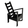 Black Lacquered Oak Modernist Armchair, 1960