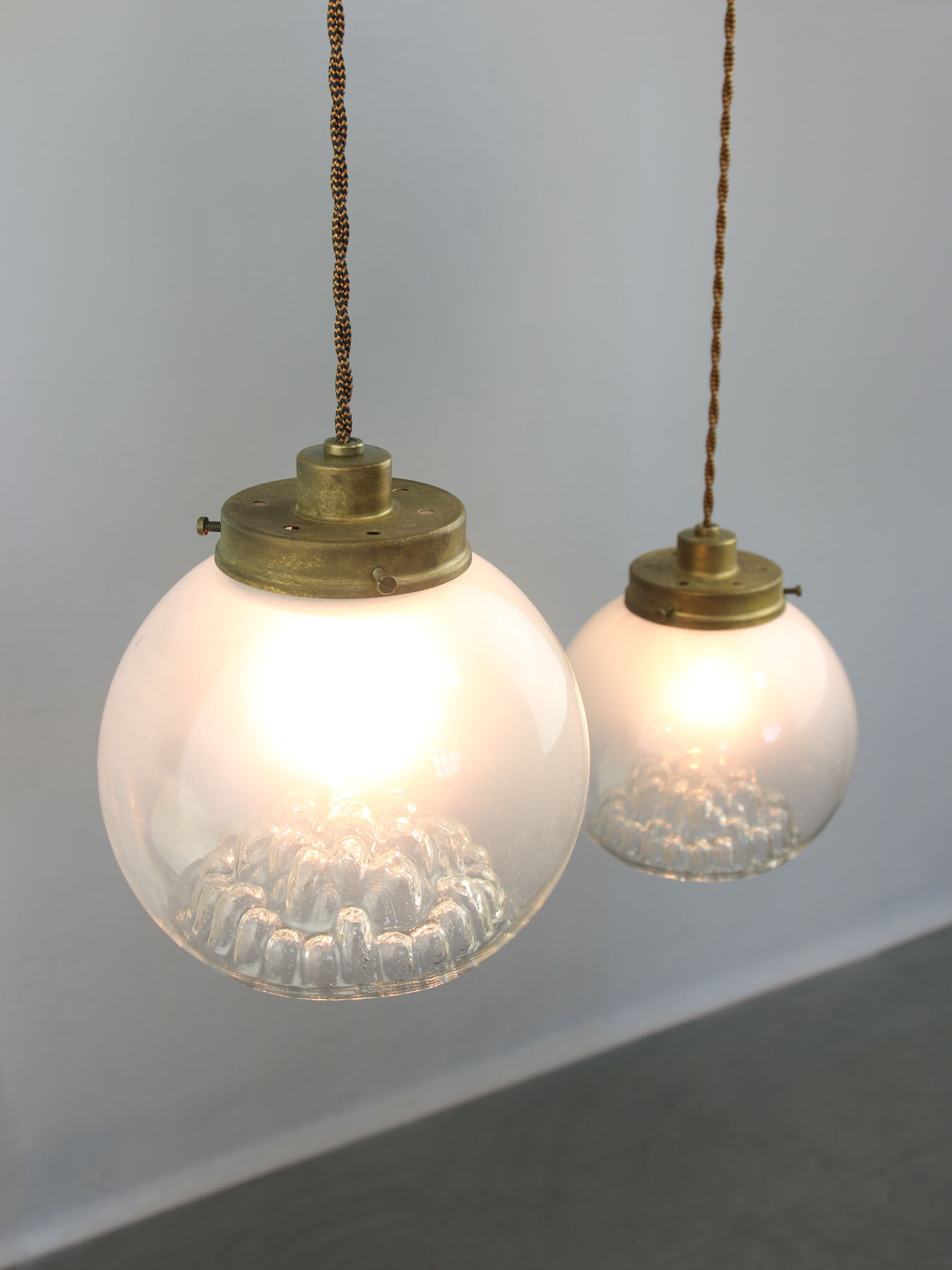 Vintage Murano Glass & Brass Pendant Lamp