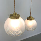 Vintage Murano Glass & Brass Pendant Lamp