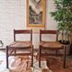 Mid Century French Rustic Teak & Rush Dining Chairs (x6)
