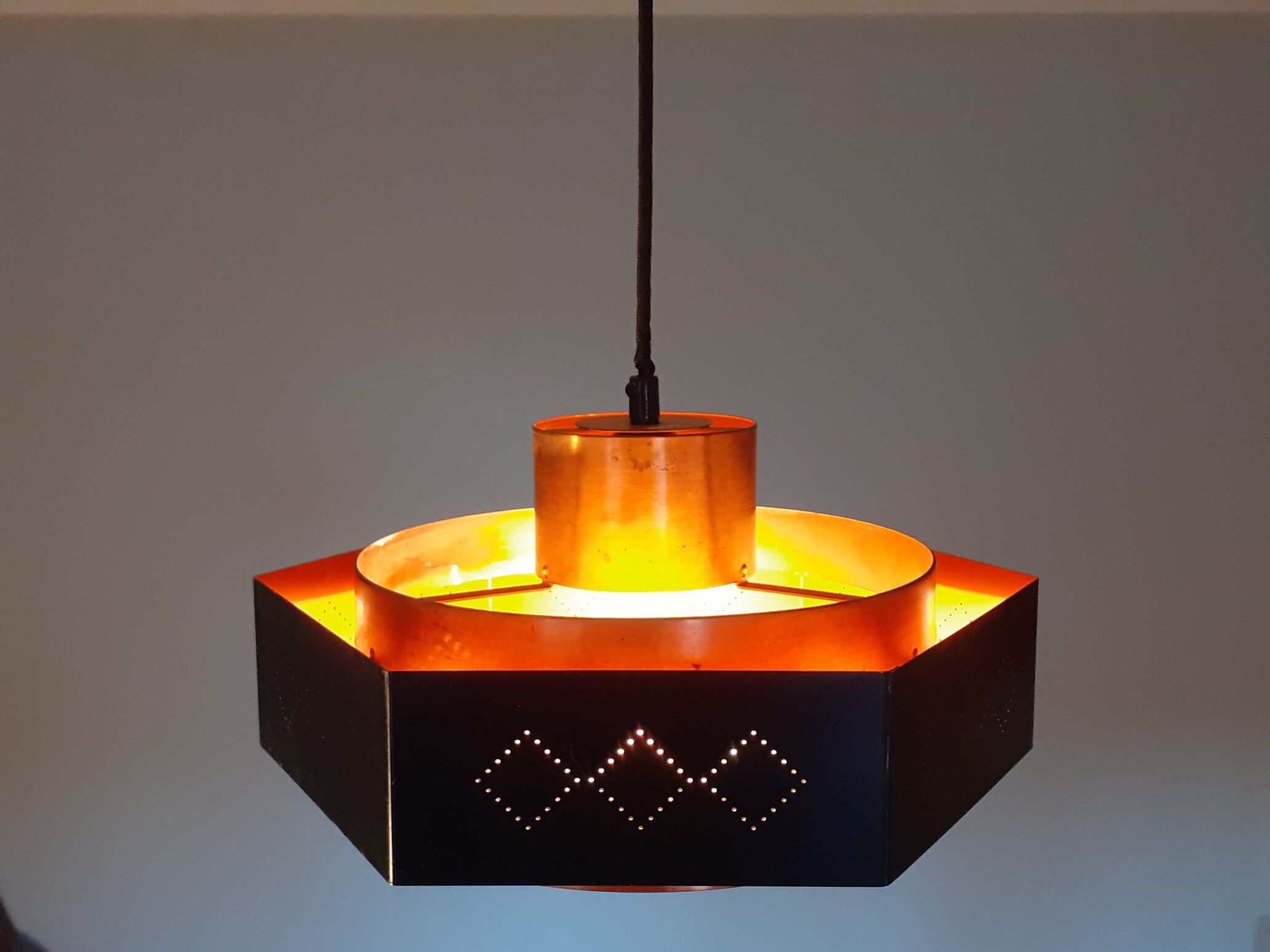 Copper suspension by T. Røste, Norwegian Vintage 1960s