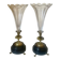 Paire de vases cornets cristal, onyx et bronze