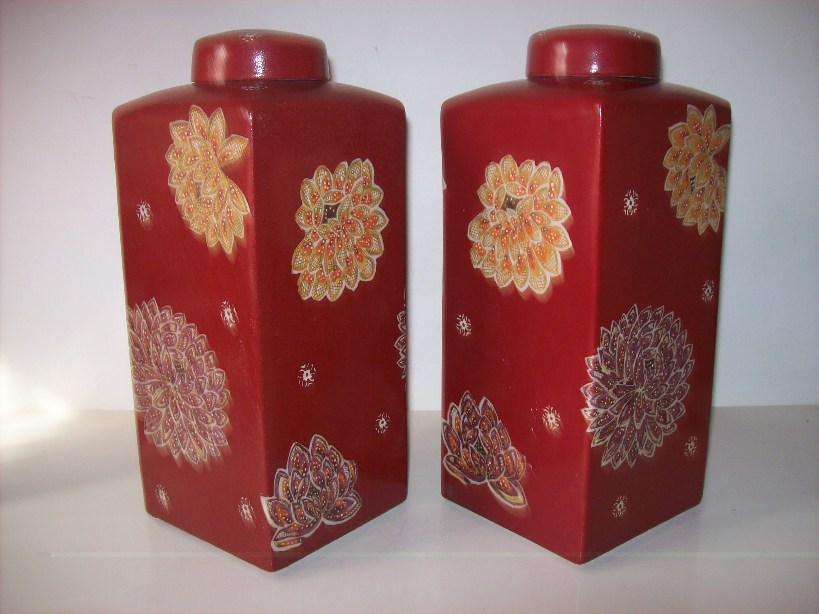 Paire De Vase Céramique Barbotine