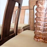 Vintage mahogany chairs – sage green velvet – German design