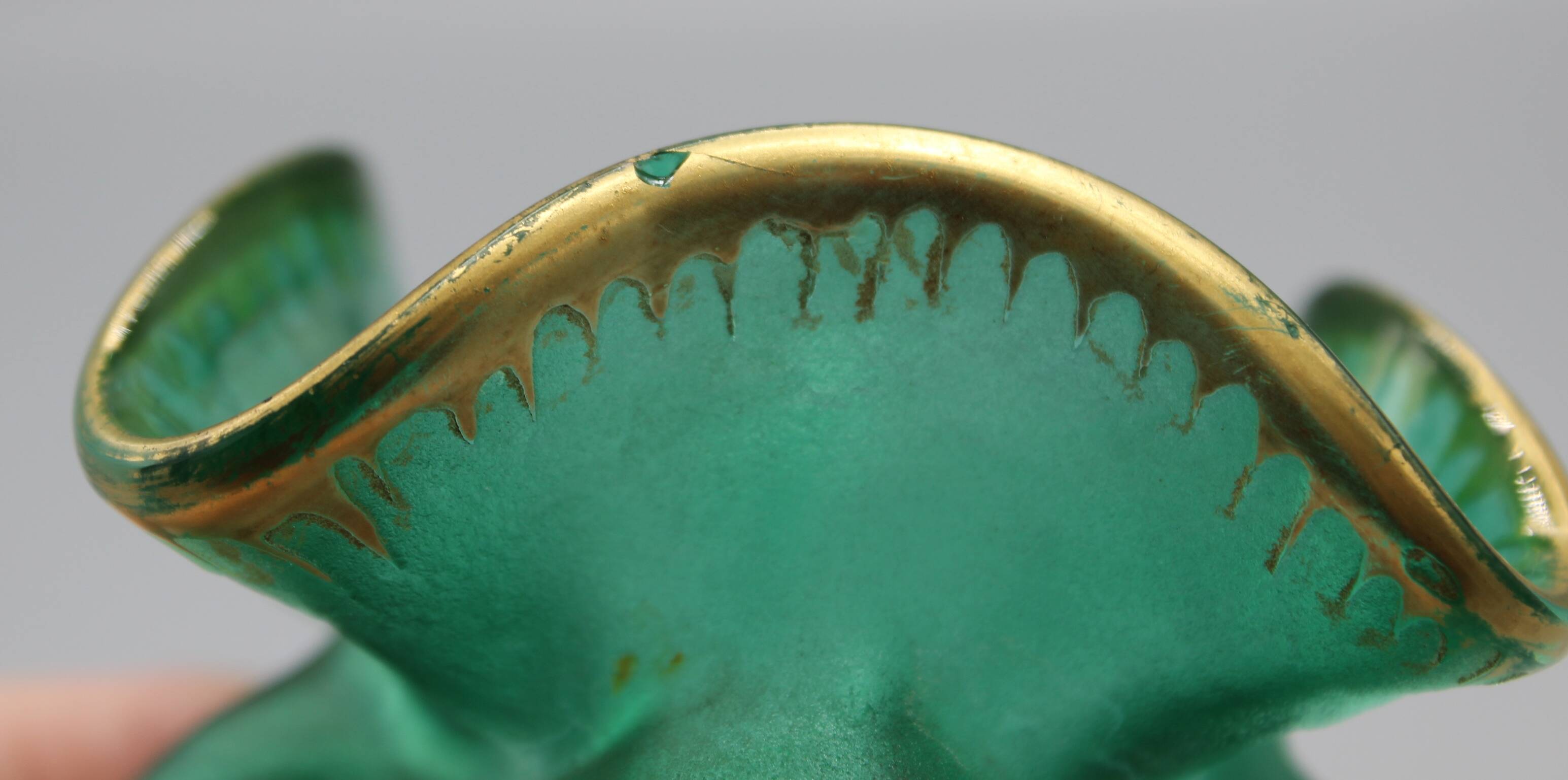 old small frosted glass ball vase floral art nouveau decor legras mont