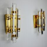Pair of venini wall lamps Murano glass Italy 1970
