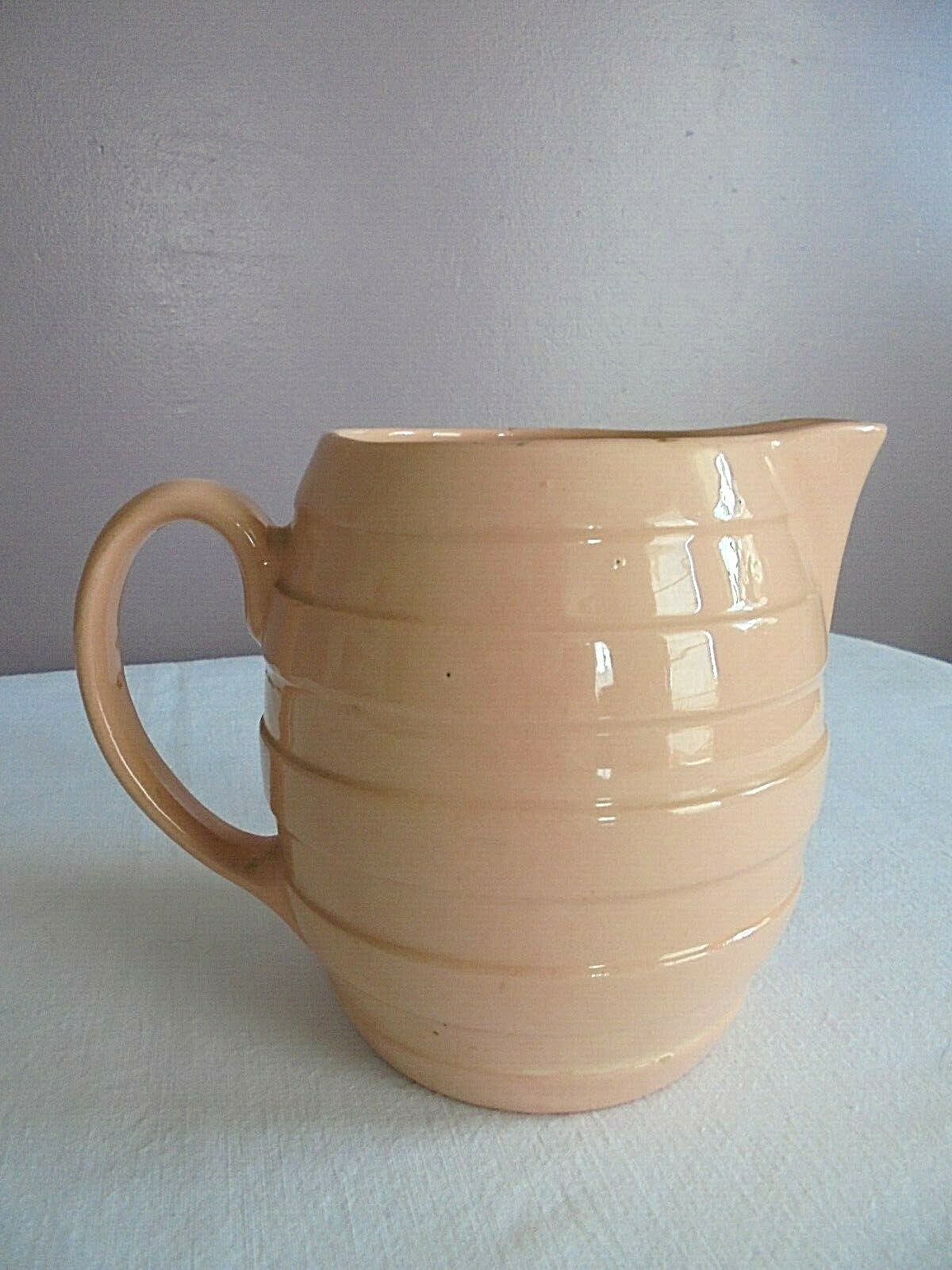 Longwy ceramic pitcher Height 12 cm pink beige color