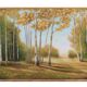 Cuadro con paisaje de álamos pintado al oleo sobre lienzo. Oil painting