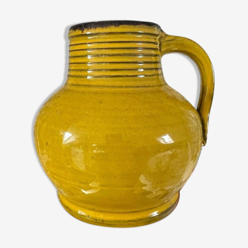 Vase vintage en terre vernissée jaune