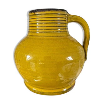 Vase vintage en terre vernissée jaune