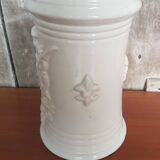 Old White Ceramic Vase Vintage Coat of Arms Decor #A697