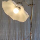 Articulated table lamp in brass and opaline - mid 20th century.