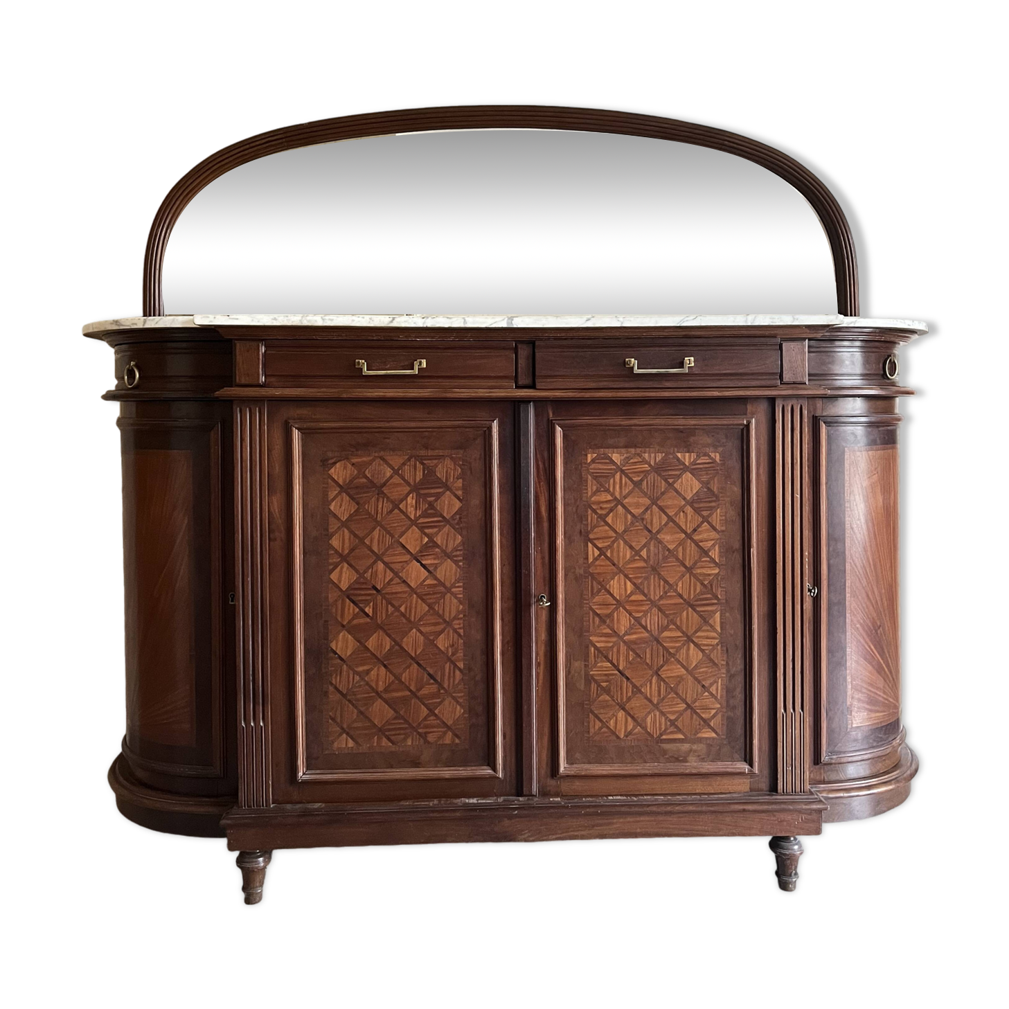 Large vintage wooden furniture in marquetry style