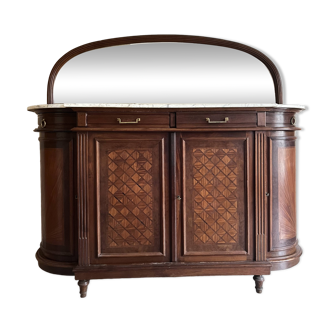 Large vintage wooden furniture in marquetry style