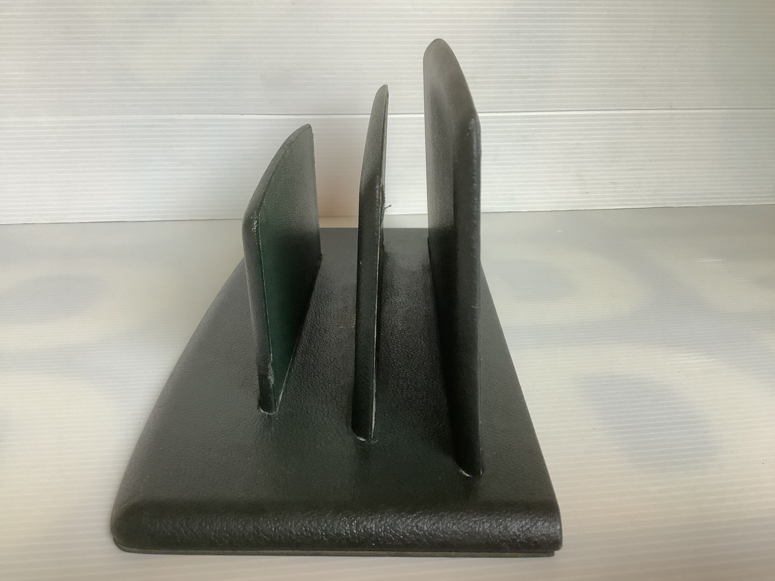 Mail rack letter holder green leather