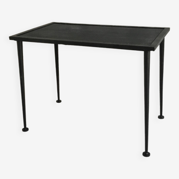 Modernist coffee table in black metal rigitulle - compass feet - 1950s