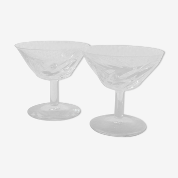 Ensemble de 2 coupes à champagne en cristal de Saint Louis