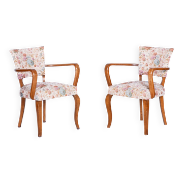 Art Deco Chairs in Beech attributed to J. Leleu, France, 1930s, Set of 2