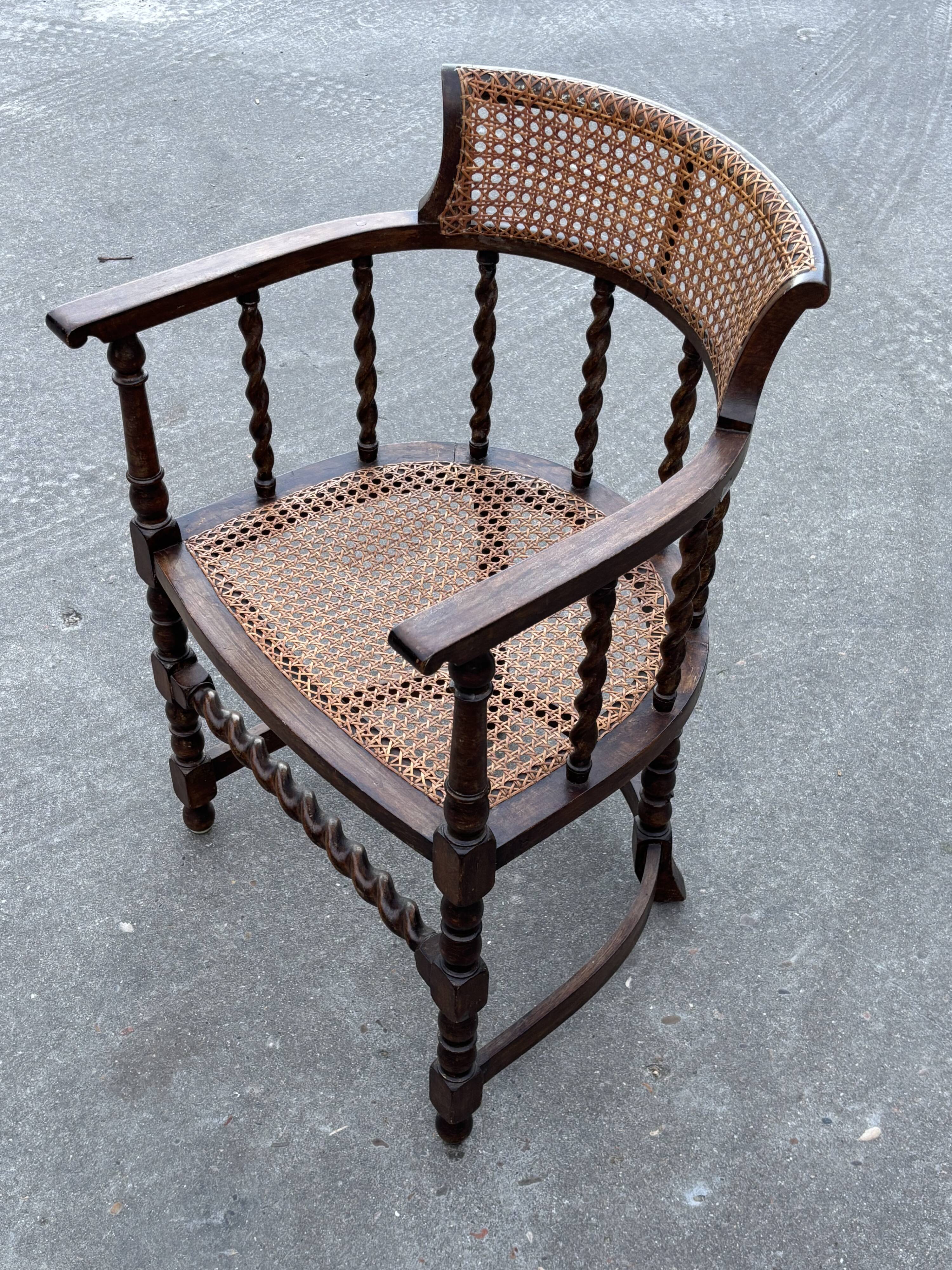 Antique Barley Twist, Rattan Seated Captains Chair easy chair Classic