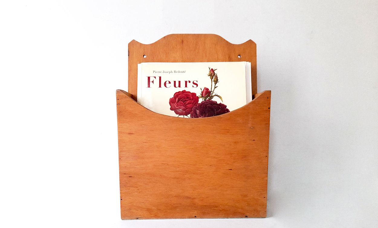 Wooden box for wall mounting, mail holder