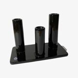 Black Candlestick Stand - VIntage Candle Holder Made From Black Shiny Ceramic From The Mid Century
