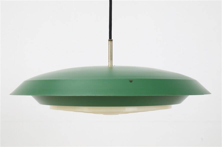 Rare big Lyfa Space Age pendant lamp / Mid-century Danish modern design / 1960s / 1970s / green