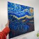 Starry night landscape painting oil on canvas