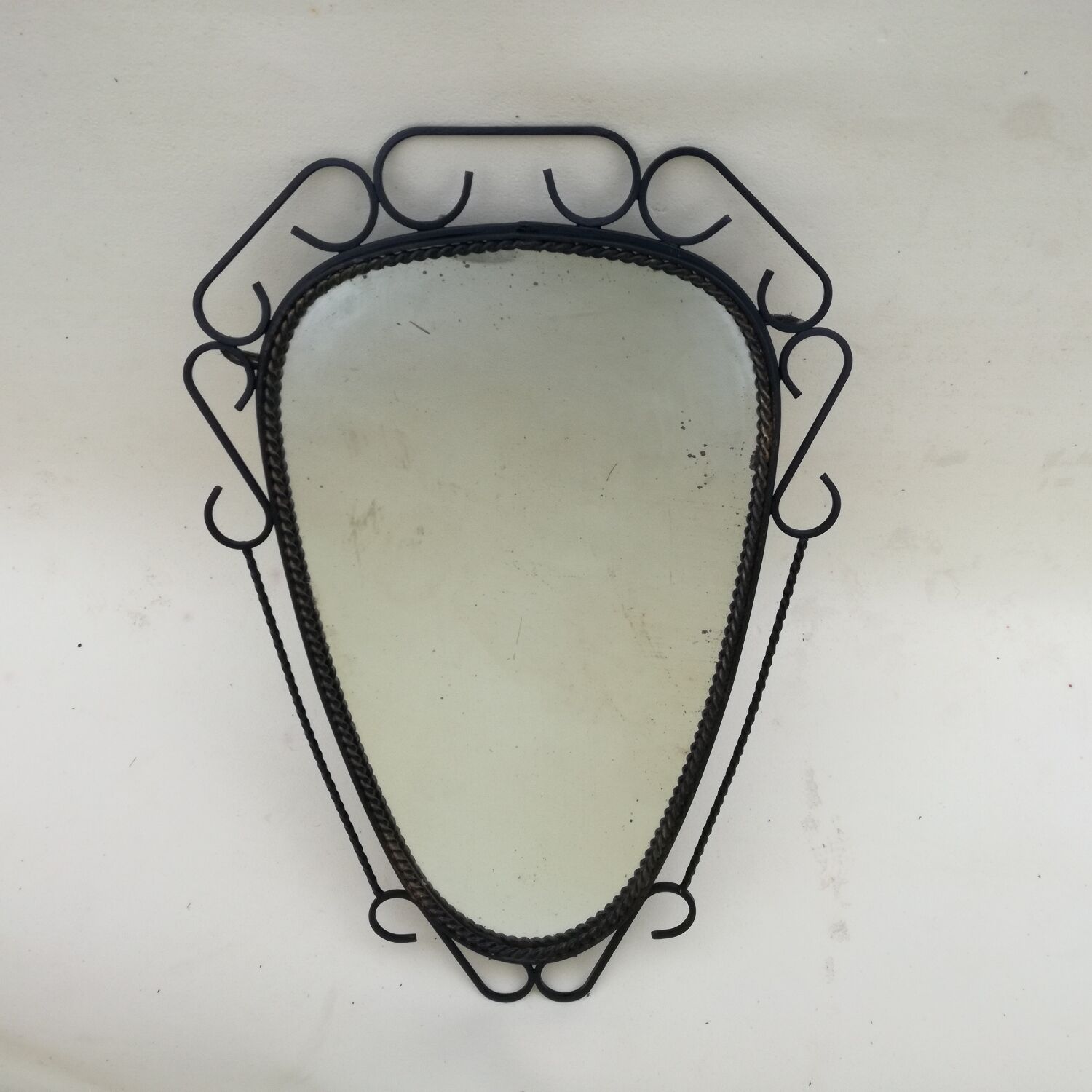 Rear-view mirror with black metal frame, 50x70 cm
