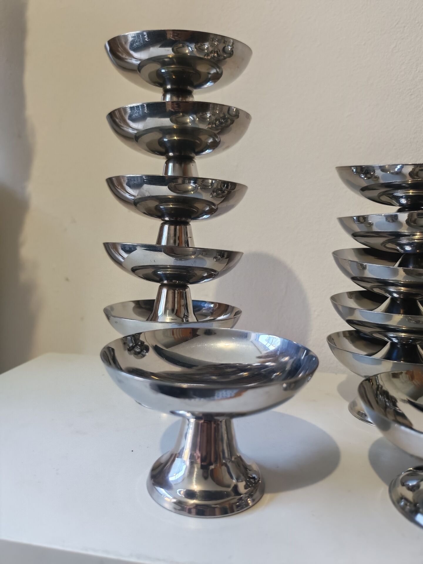 18 low sorbet cups in stainless steel chrome