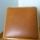 Wooden and faux leather shoe shine chest stool