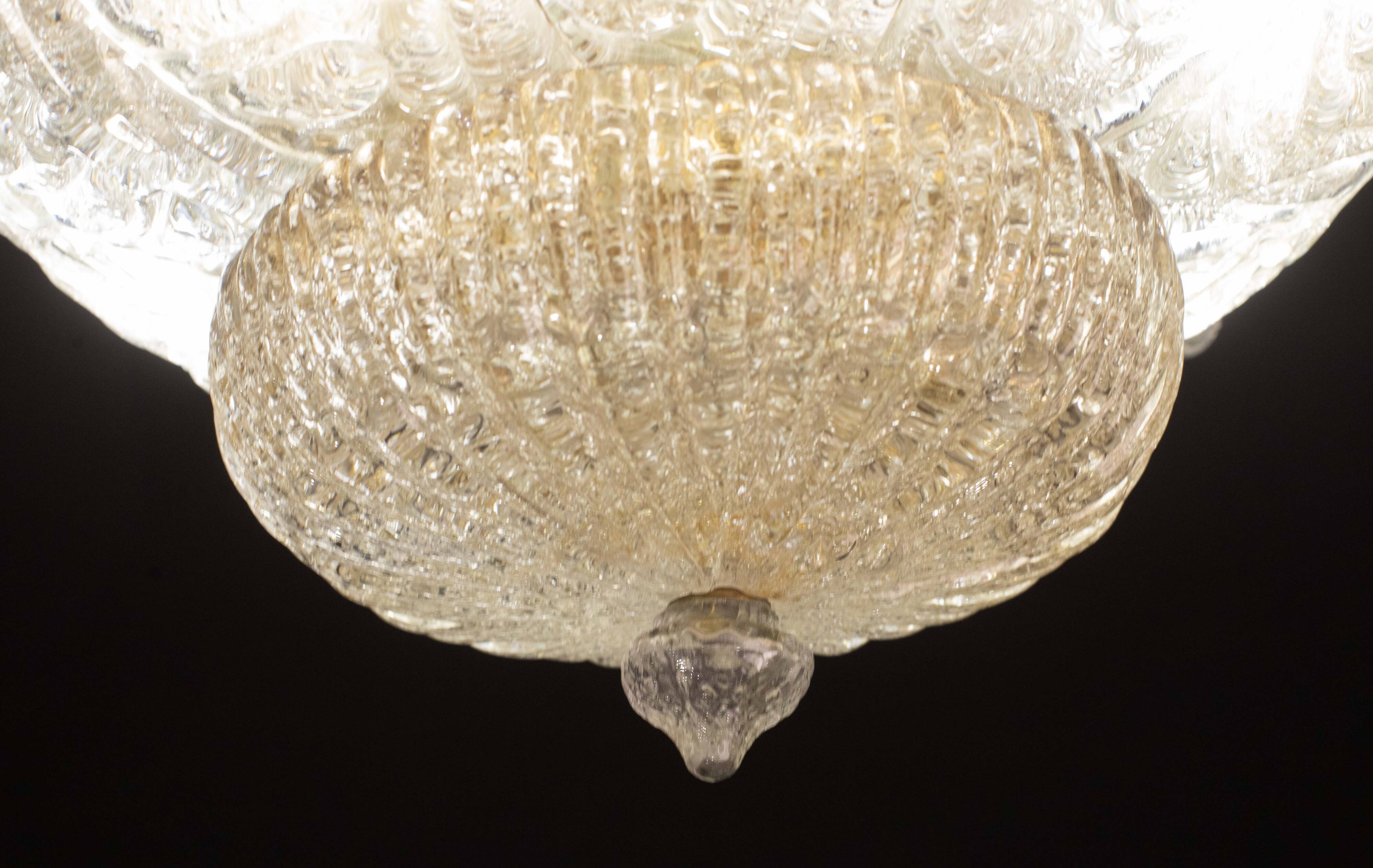 Splendid Amber Italian Murano Glass Ceiling Light, 1970s